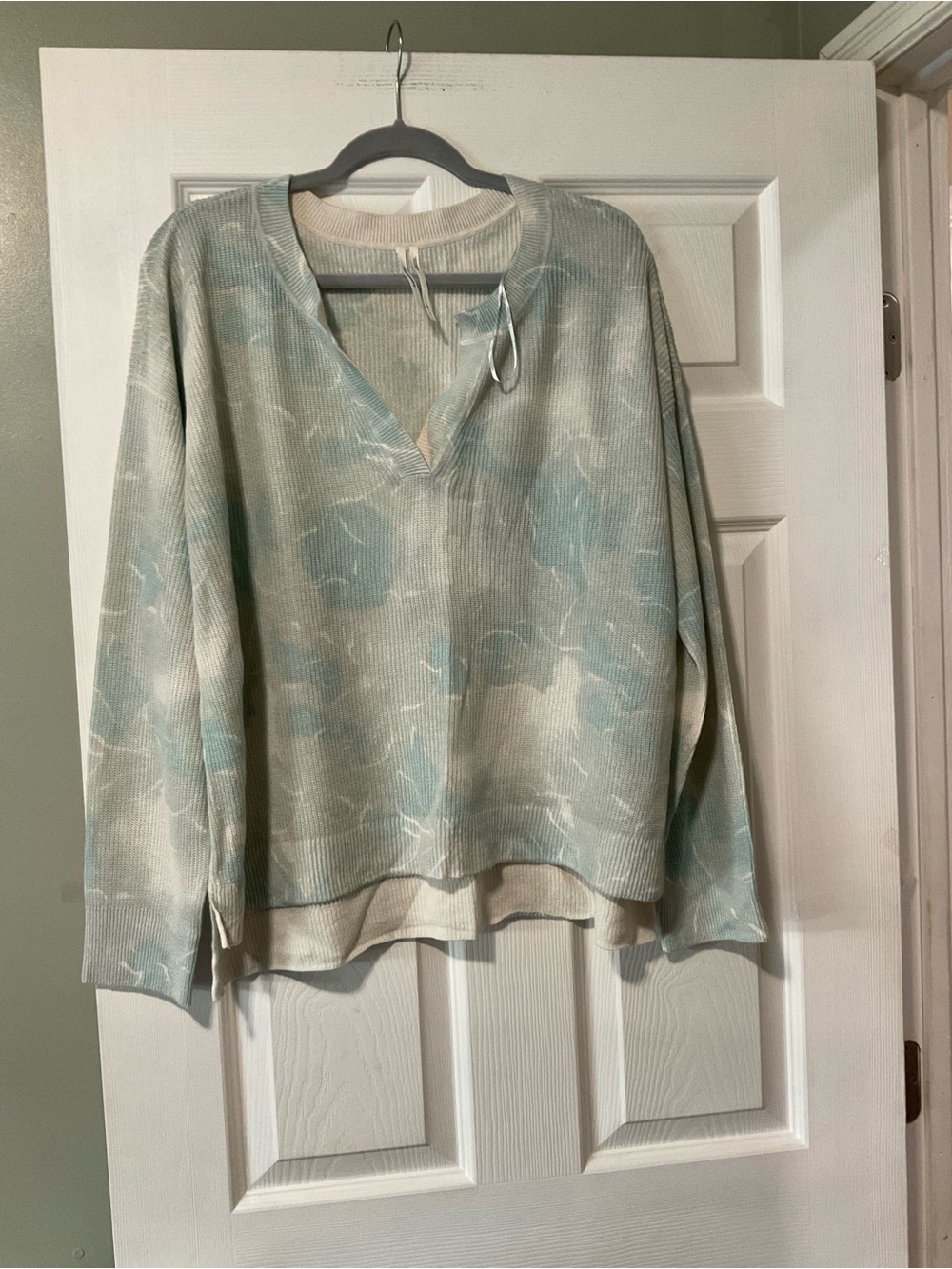 Light Blue & Cream Tie-Dye Pullover Sweater